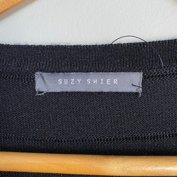 Suzy Shier Women's Black Sparkle Short Open Front Cardigan Size Medium - Picture 2 of 9